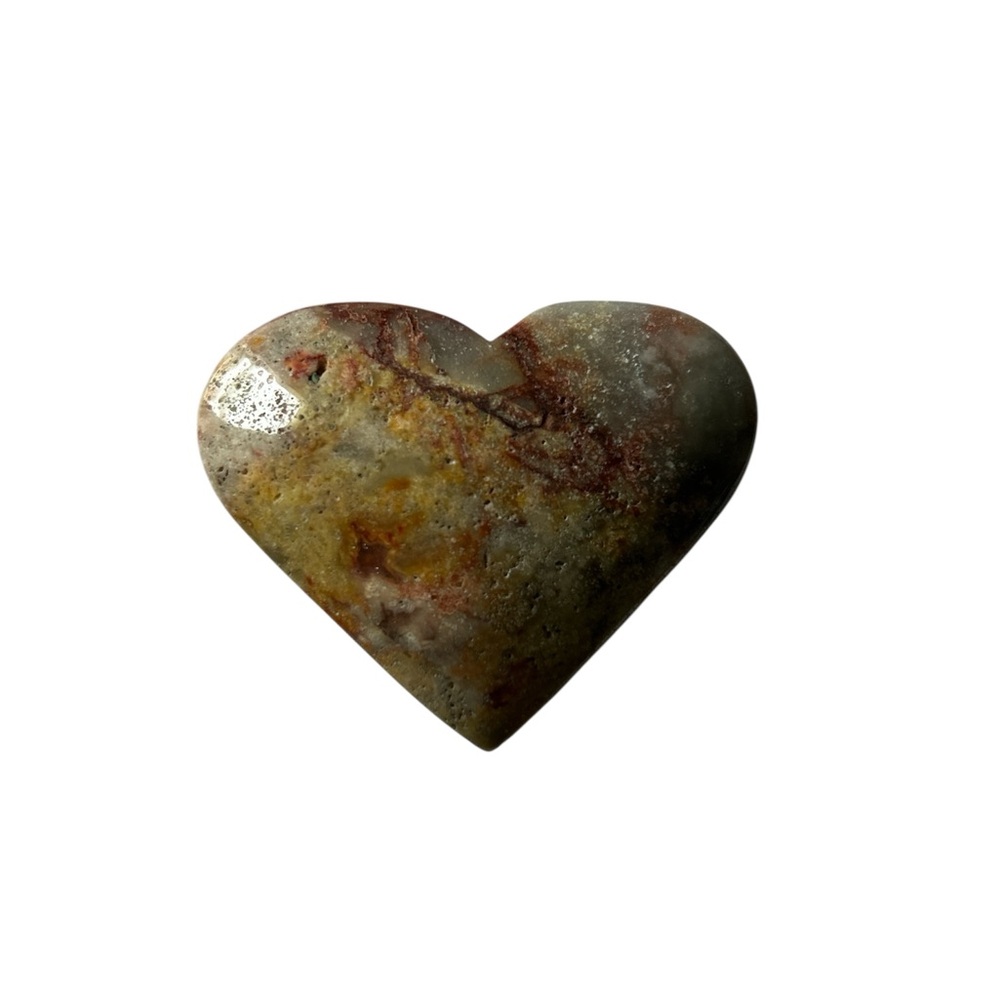 Natural Drusy Red Moss Agate Heart-Shaped Stone Decor